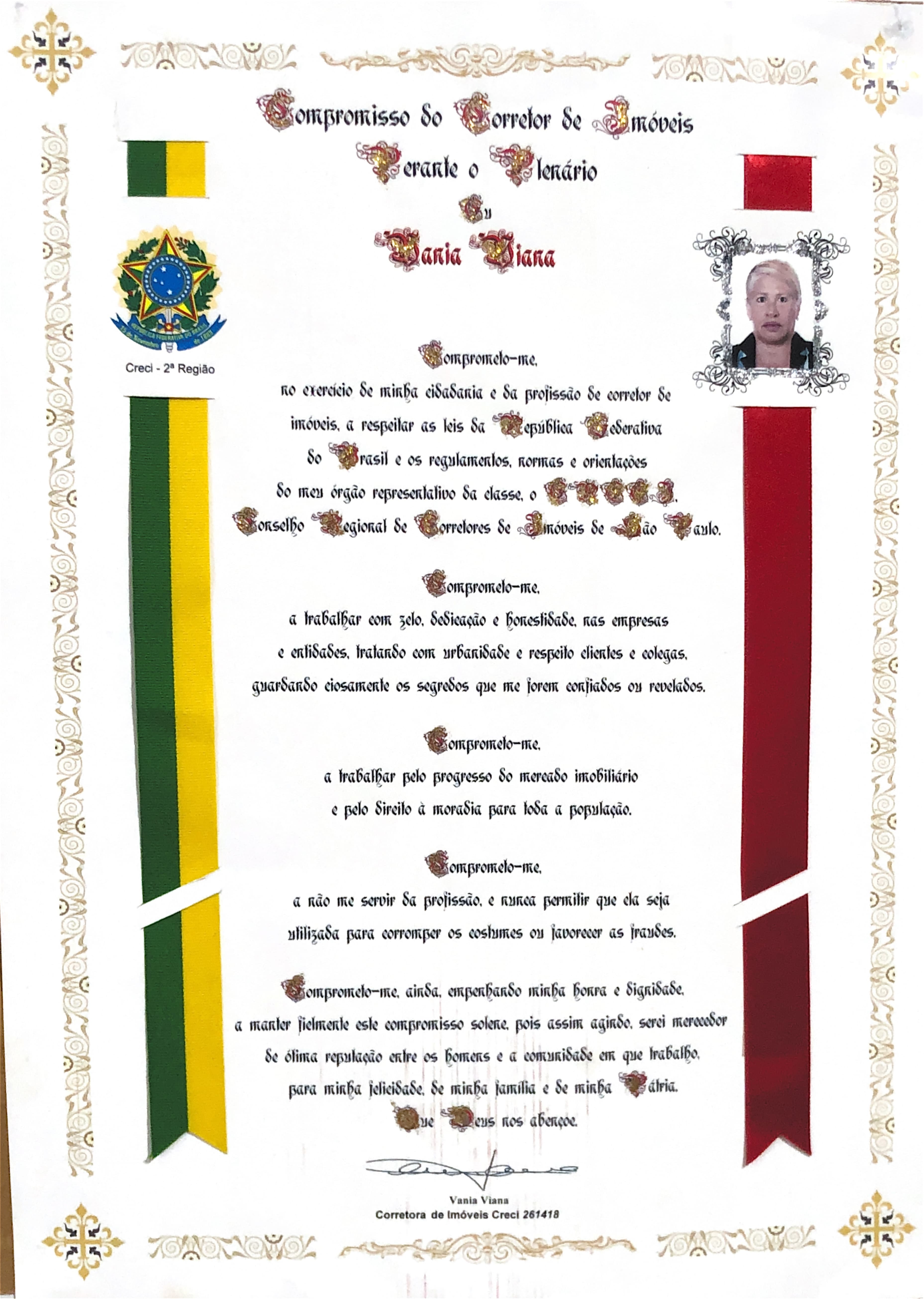 Compromisso do Corretor de Imóveis - Vânia Viana